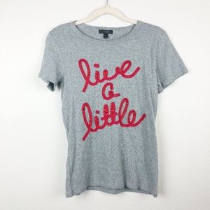 NWT J. Crew Live A Little Appliqué Gray T Shirt XS
